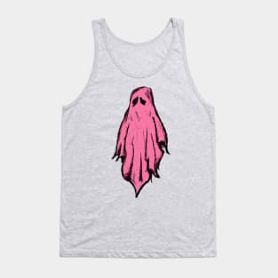 Pink Strawberry Ghost Spooky Cute Halloween Drawing Tank Top